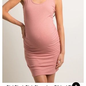 Pinkblush maternity ribbed ruched dress.